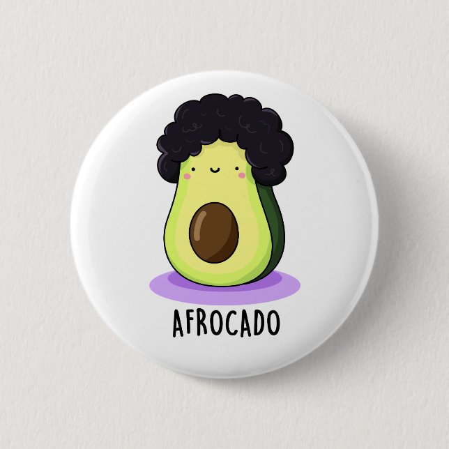 Chapa Redonda De 5 Cm Aguacate divertido de Afrocado con afro pun (Anverso)