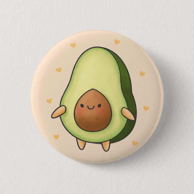 Chapa Redonda De 5 Cm Aguacate kawaii (Anverso)