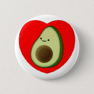 Chapa Redonda De 5 Cm Aguacate lindo en el corazón rojo