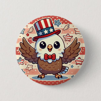 Chapa Redonda De 5 Cm Águila Americana Kawaii