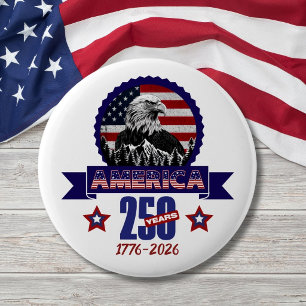 Chapa Redonda De 5 Cm Águila Americana Patriótica Feliz 250 Aniversario