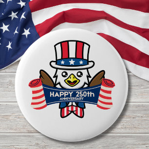Chapa Redonda De 5 Cm Águila Americana Patriótica Feliz 250 Aniversario