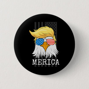 Chapa Redonda De 5 Cm Águila Calva 4 De Julio Trump Bandera Estadouniden