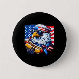 Chapa Redonda De 5 Cm Águila calva divertida Hotdog Bandera americana 4