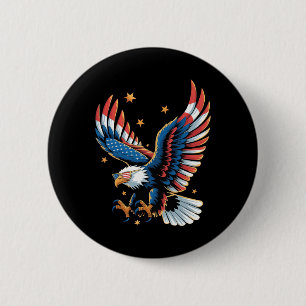 Chapa Redonda De 5 Cm Águila calva patriótica bandera americana 4 de jul