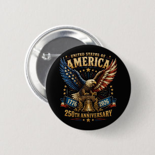 Chapa Redonda De 5 Cm Águila del 250 aniversario de Estados Unidos de Am
