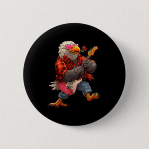 Chapa Redonda De 5 Cm Águila linda tocando guitarra guitarrista animal V