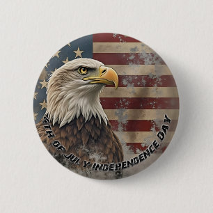 Chapa Redonda De 5 Cm Águila y bandera majestuosas: espíritu de libertad