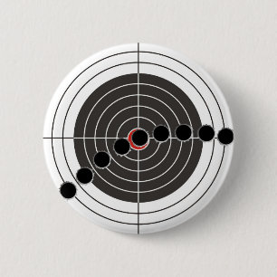 Chapa Redonda De 5 Cm Agujeros de bala de la ametralladora sobre blanco