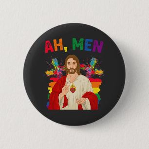 Chapa Redonda De 5 Cm Ah hombres divertidos LGBT Orgullo gay Jesús crist