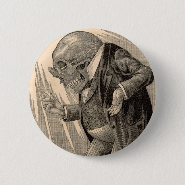 Chapa Redonda De 5 Cm Ahorrador esquelético del penique (Anverso)