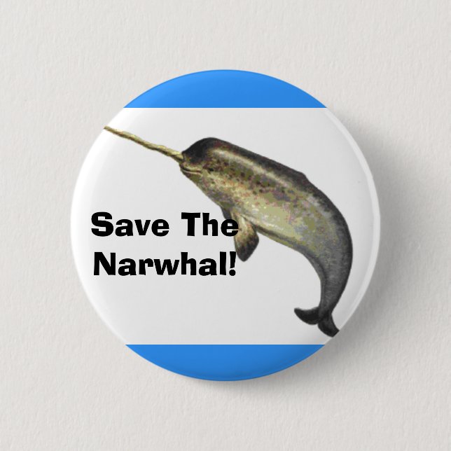 Chapa Redonda De 5 Cm ¡Ahorre el Narwhal! (Anverso)