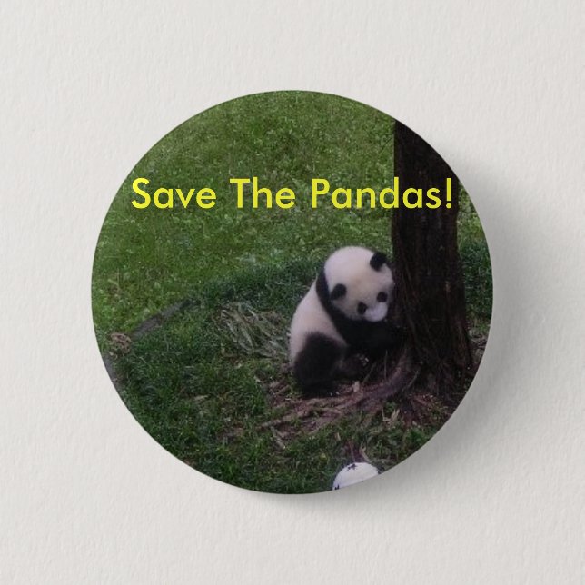 Chapa Redonda De 5 Cm ¡Ahorre las pandas! (Anverso)