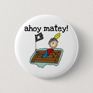 Chapa Redonda De 5 Cm Ahoy Matey Pirata