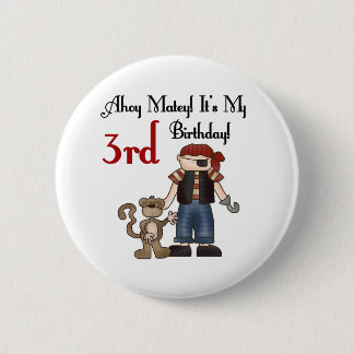 Chapa Redonda De 5 Cm Ahoy Matey Pirate Tres camisetas y regalos de cump