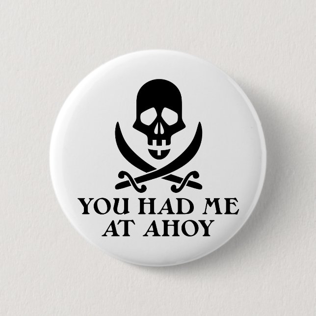 Chapa Redonda De 5 Cm Ahoy pirata (Anverso)