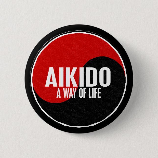 Chapa Redonda De 5 Cm Aikido 1 de Yin Yang (Anverso)