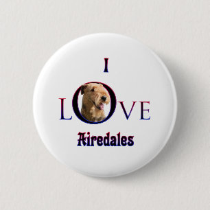 Chapa Redonda De 5 Cm Airedale Terrier I Love