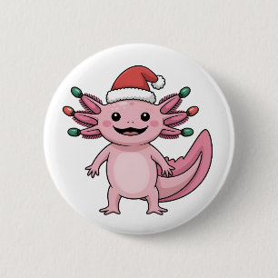 Chapa Redonda De 5 Cm Ajolote Divertido Gorro de Santa Navidad Outfit