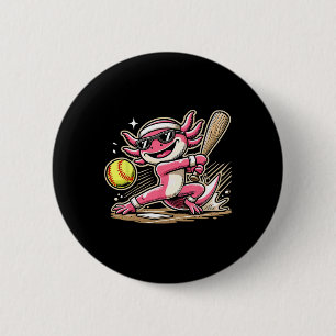 Chapa Redonda De 5 Cm Ajolote jugando Softll, Softll jugador deportes ni
