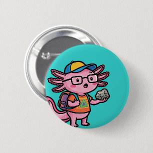 Chapa Redonda De 5 Cm Ajolote nerd sarcástico I Preguntas de ajolote Mem