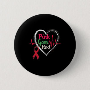 Chapa Redonda De 5 Cm Aka Pink se vuelve Red Heart Health Awareness Cost