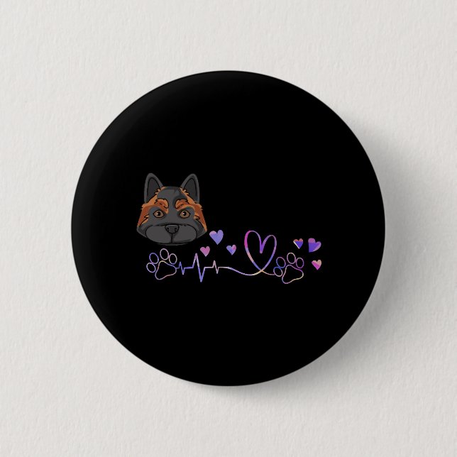 Chapa Redonda De 5 Cm Akita Heart (Anverso)