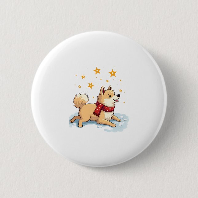 Chapa Redonda De 5 Cm Akita Snowball (Anverso)
