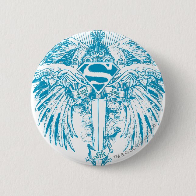 Chapa Redonda De 5 Cm Alas Azules Supergirl (Anverso)