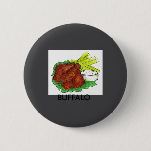 Chapa Redonda De 5 Cm Alas de pollo Buffalo Ny Nueva York BBQ picante Ap