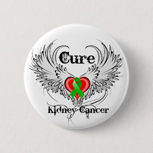 Chapa Redonda De 5 Cm Alas del tatuaje del corazón del cáncer del riñ