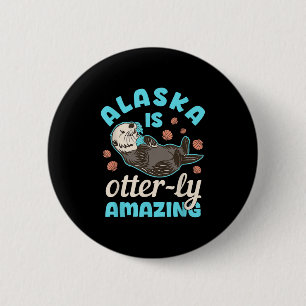 Chapa Redonda De 5 Cm Alaska Sea Otter Vacation Souvenir