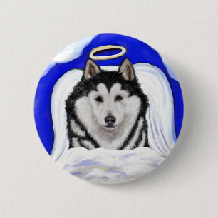 Chapa Redonda De 5 Cm Alaskan Malamute Angel