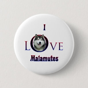 Chapa Redonda De 5 Cm Alaskan Malamute I Love