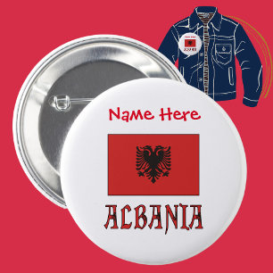 Chapa Redonda De 5 Cm Albania Bandera Albanesa Roja Personalización 