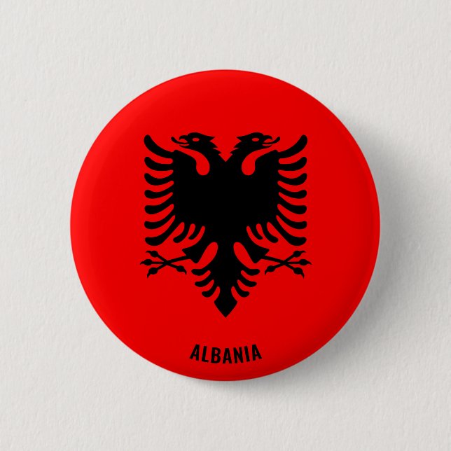 Chapa Redonda De 5 Cm Albania Bandera Patriótica (Anverso)