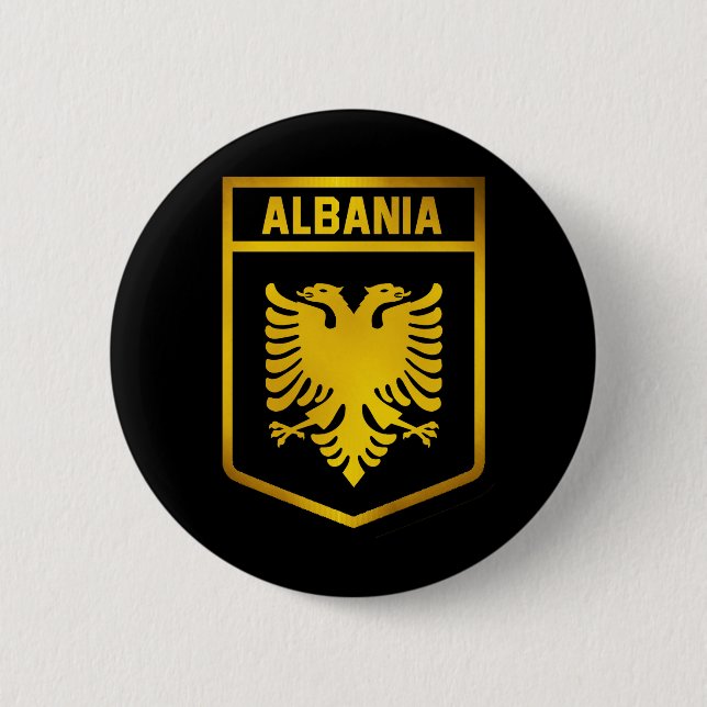 Chapa Redonda De 5 Cm Albania Emblem (Anverso)