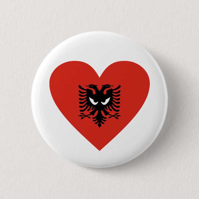 Chapa Redonda De 5 Cm Albanian Heart - For real Albanians! (Anverso)
