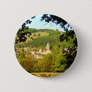 Chapa Redonda De 5 Cm Aldea medieval de Plazac Badge