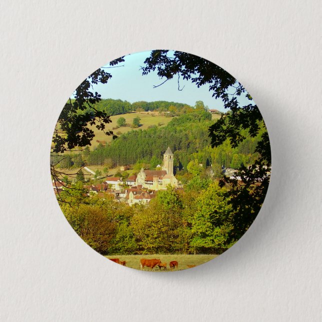 Chapa Redonda De 5 Cm Aldea medieval de Plazac Badge (Anverso)