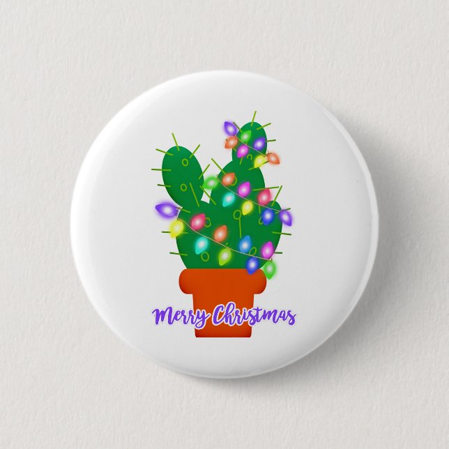 Chapa Redonda De 5 Cm alegre navidad cactus (Anverso)