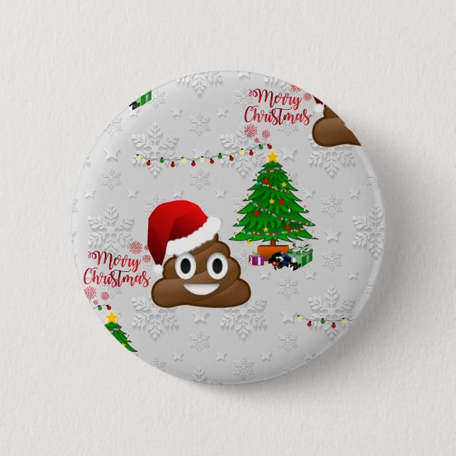 Chapa Redonda De 5 Cm alegre navidad emoji poo (Anverso)