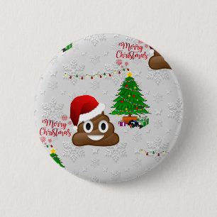 Chapa Redonda De 5 Cm alegre navidad emoji poo