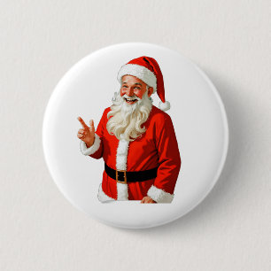 Chapa Redonda De 5 Cm Alegre Papá Noel haciendo la señal de paz – Vintag