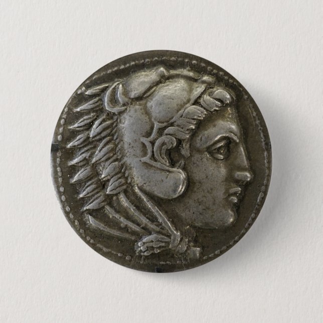 Chapa Redonda De 5 Cm Alejandro la Gran Moneda (Anverso)