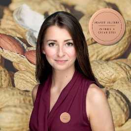 Chapa Redonda De 5 Cm Alerta de alergia al cacahuete bilingüe español