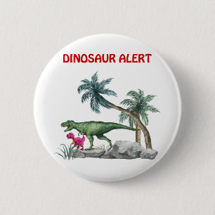 Chapa Redonda De 5 Cm Alerta de dinosaurios