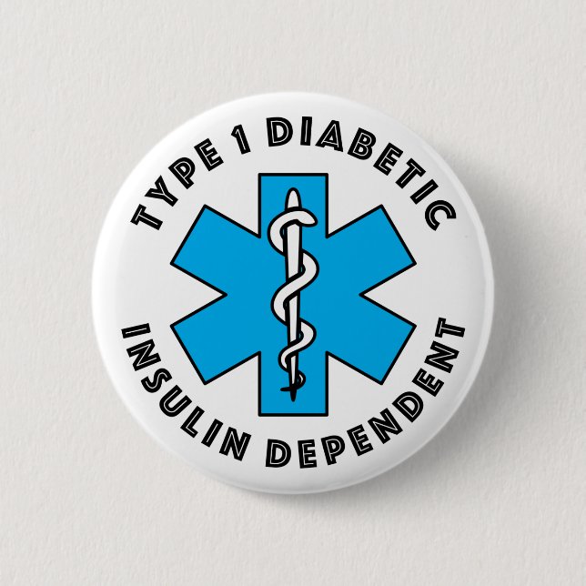 Chapa Redonda De 5 Cm Alerta médica T1d [cian] (Anverso)