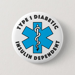 Chapa Redonda De 5 Cm Alerta médica T1d [cian]