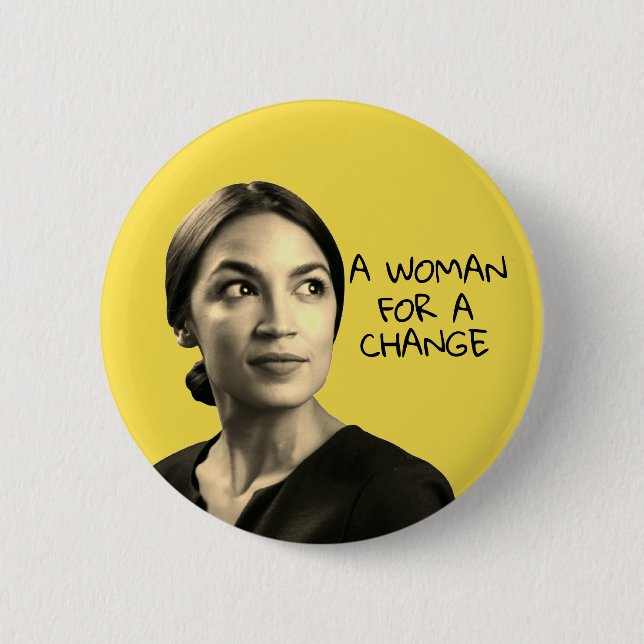 Chapa Redonda De 5 Cm Alexandría Ocasio Cortez (Anverso)